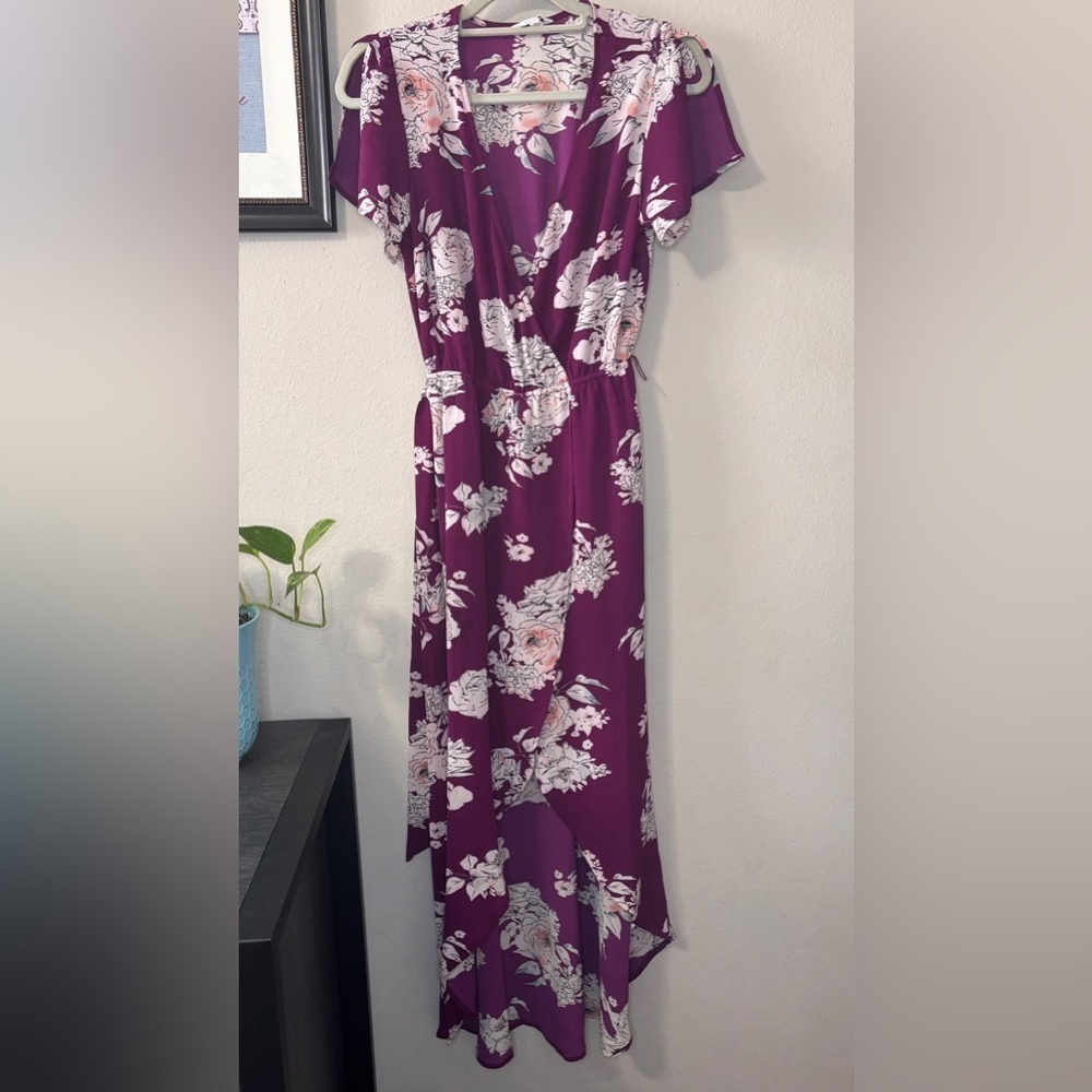 Candie's Purple High Low Sundress with Flutter Sleeves